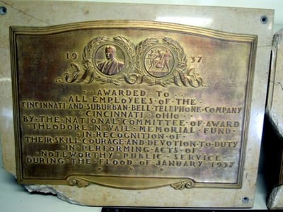Cincinnati & Suburban Bell Telephone Company Employees Award - for service during Jan. 1937 flood