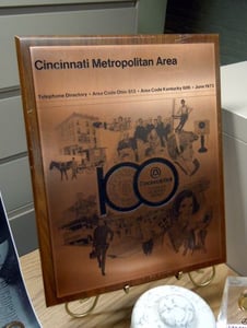 Cincinnati Metropolitan Area plaque - Telephone Directory. Area Code Ohio 513. Area Code Kentucky 606. June 1973.